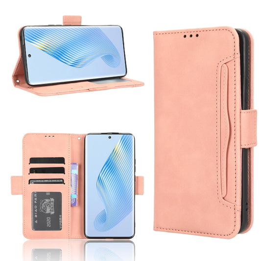 Honor Magic5 Skin Feel PU Leather Wallet Phone Case with Card Slots, Cash Pocket, Magnetic Closure, Built-In Stand, Full Protection TPU Cover