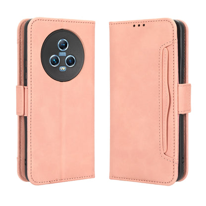 Honor Magic5 Skin Feel PU Leather Wallet Phone Case with Card Slots, Cash Pocket, Magnetic Closure, Built-In Stand, Full Protection TPU Cover
