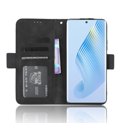 Honor Magic5 Skin Feel PU Leather Wallet Phone Case with Card Slots, Cash Pocket, Magnetic Closure, Built-In Stand, Full Protection TPU Cover