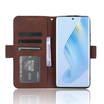 Honor Magic5 Skin Feel PU Leather Wallet Phone Case with Card Slots, Cash Pocket, Magnetic Closure, Built-In Stand, Full Protection TPU Cover