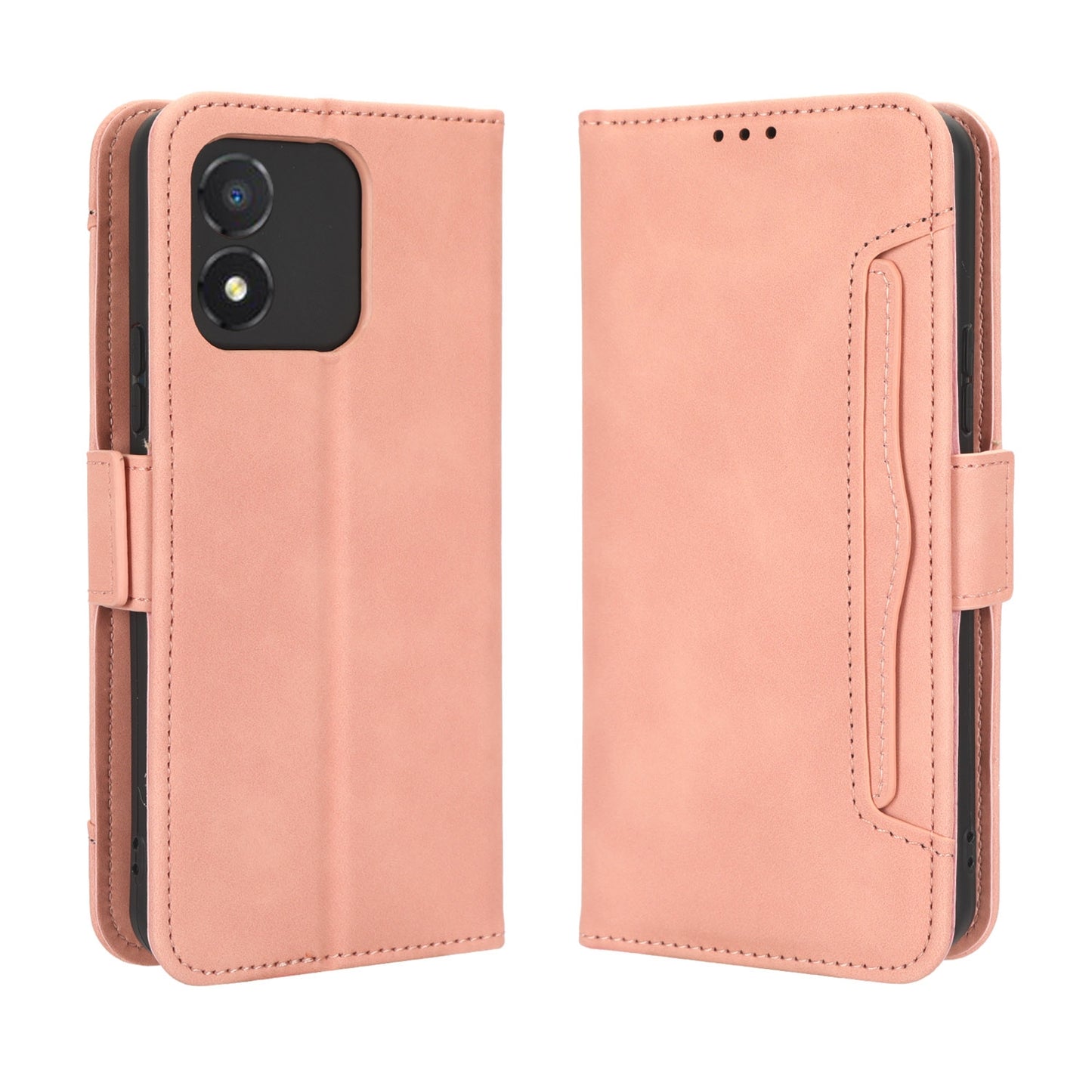 Honor X5 Skin Feel PU Leather Wallet Phone Case with Card Slots, Cash Pocket, Magnetic Closure, Built-In Stand, Full Protection TPU Cover