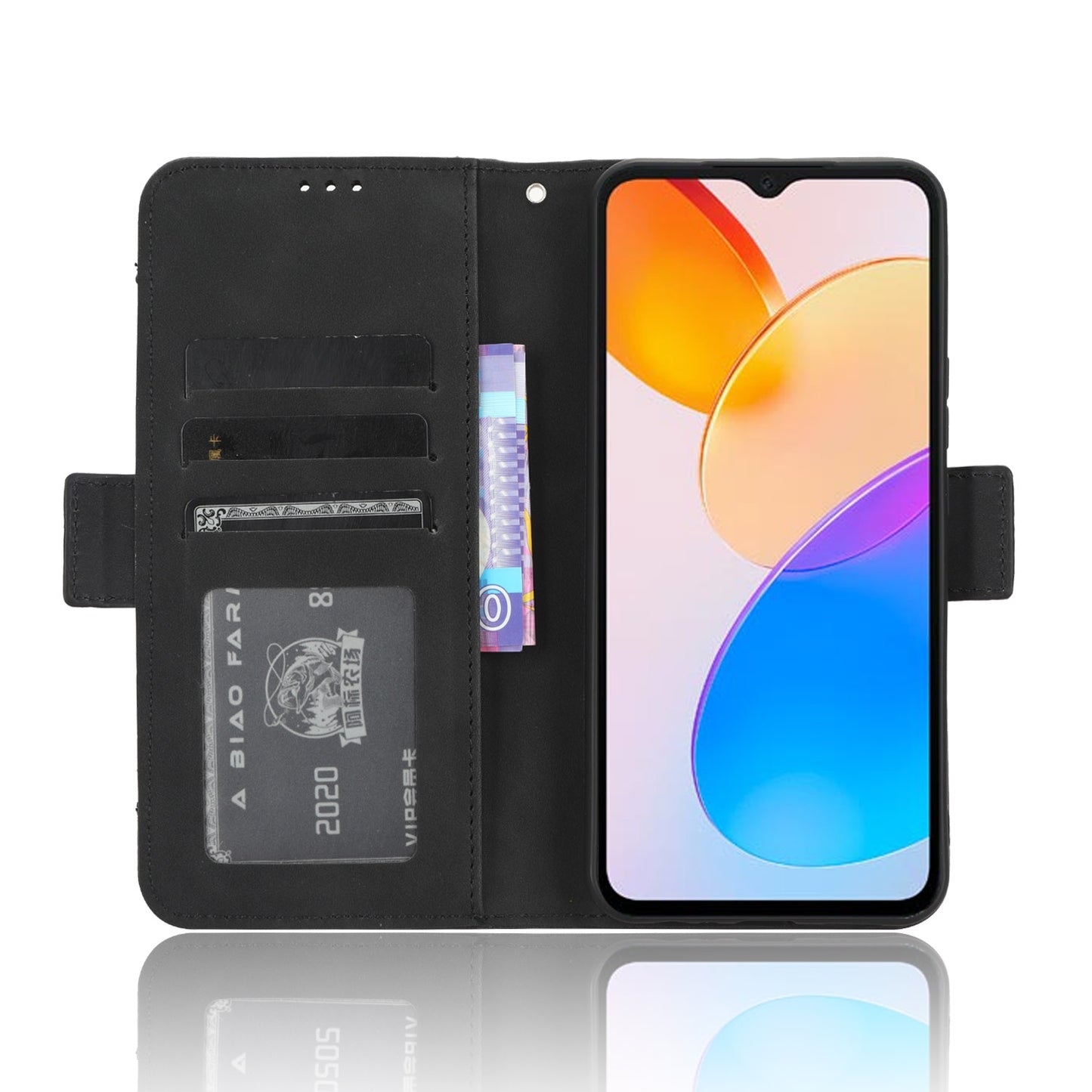 Honor X5 Skin Feel PU Leather Wallet Phone Case with Card Slots, Cash Pocket, Magnetic Closure, Built-In Stand, Full Protection TPU Cover