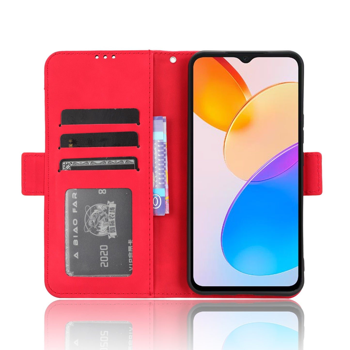 Honor X5 Skin Feel PU Leather Wallet Phone Case with Card Slots, Cash Pocket, Magnetic Closure, Built-In Stand, Full Protection TPU Cover