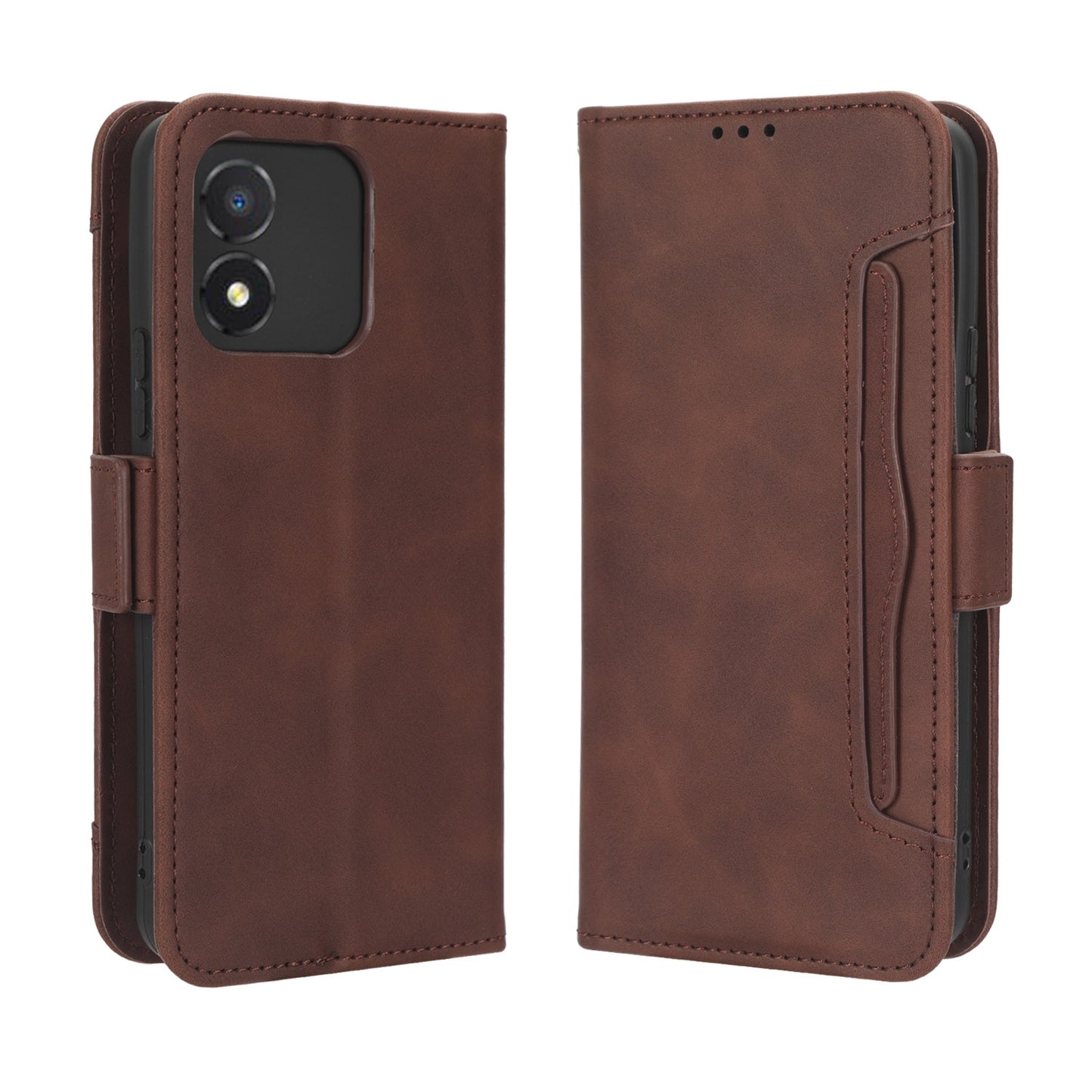 Honor X5 Skin Feel PU Leather Wallet Phone Case with Card Slots, Cash Pocket, Magnetic Closure, Built-In Stand, Full Protection TPU Cover