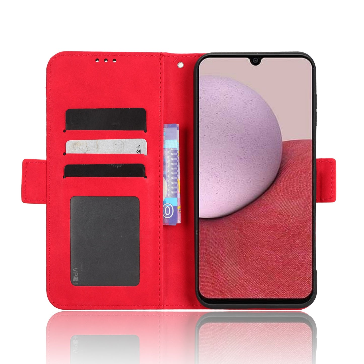 Samsung Galaxy A24 4G Skin Feel PU Leather Wallet Phone Case with Card Slots, Cash Pocket, Magnetic Closure, Built-In Stand, Full Protection TPU Cover