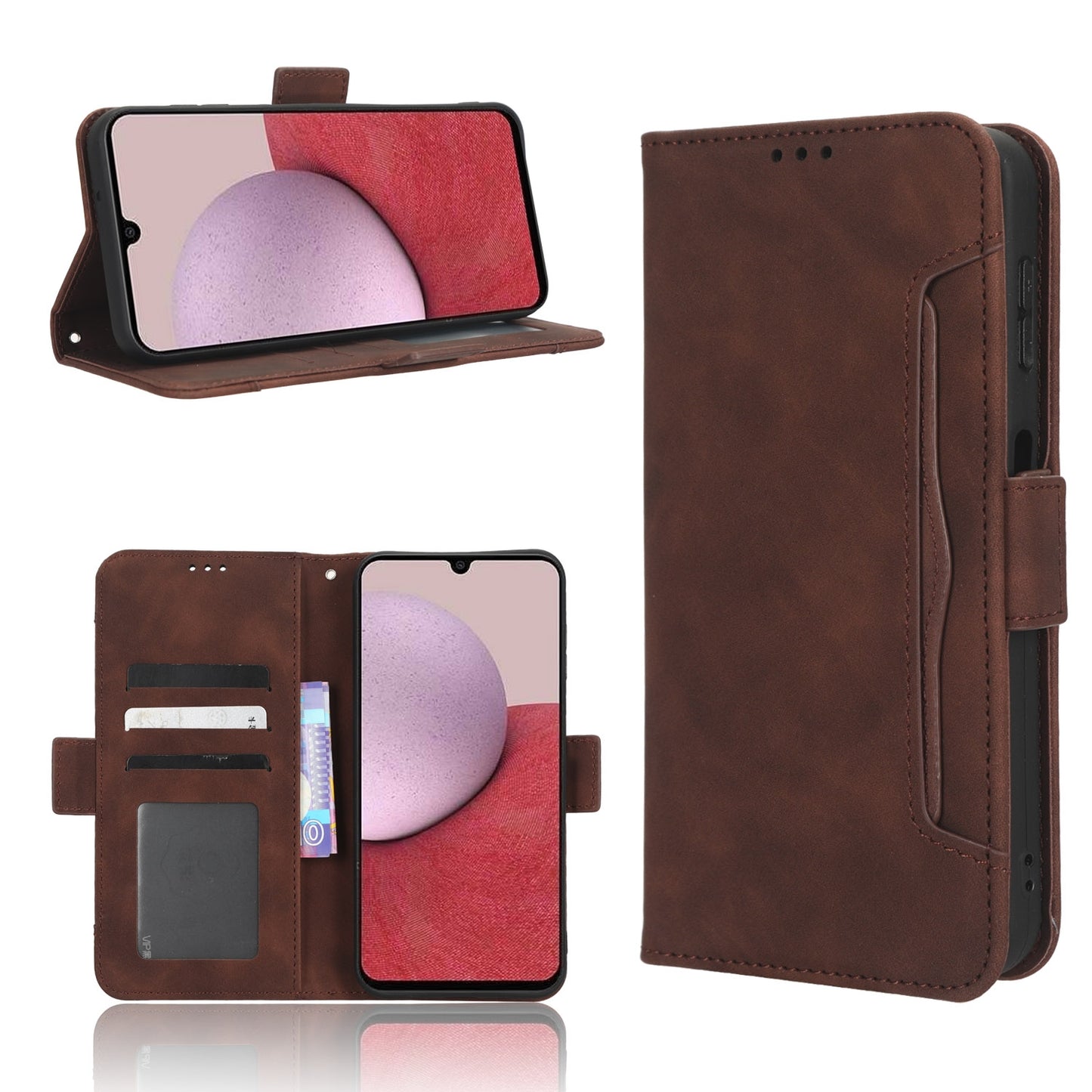 Samsung Galaxy A24 4G Skin Feel PU Leather Wallet Phone Case with Card Slots, Cash Pocket, Magnetic Closure, Built-In Stand, Full Protection TPU Cover