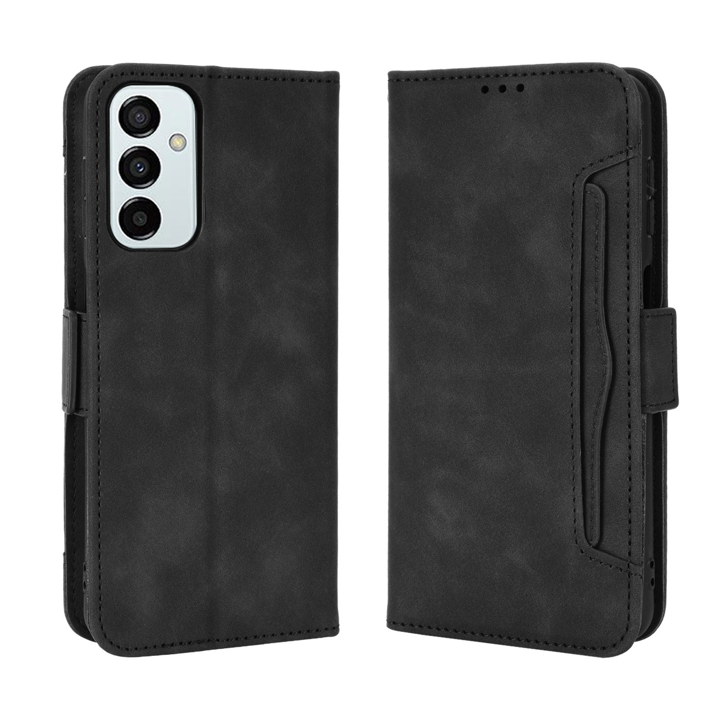 Samsung Galaxy M23 5G Skin Feel PU Leather Wallet Phone Case with Card Slots, Cash Pocket, Magnetic Closure, Built-In Stand, Full Protection TPU Cover
