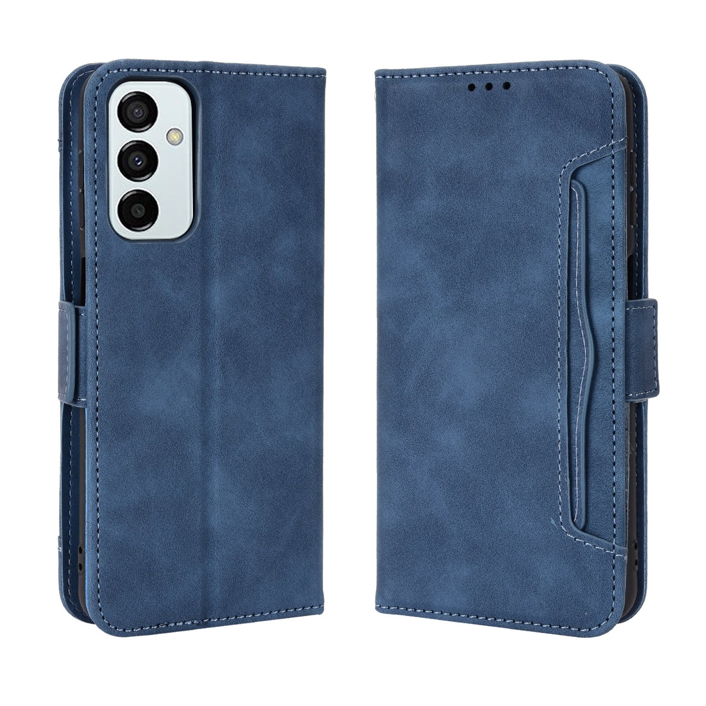 Samsung Galaxy M13 4G Skin Feel PU Leather Wallet Phone Case with Card Slots, Cash Pocket, Magnetic Closure, Built-In Stand, Full Protection TPU Cover