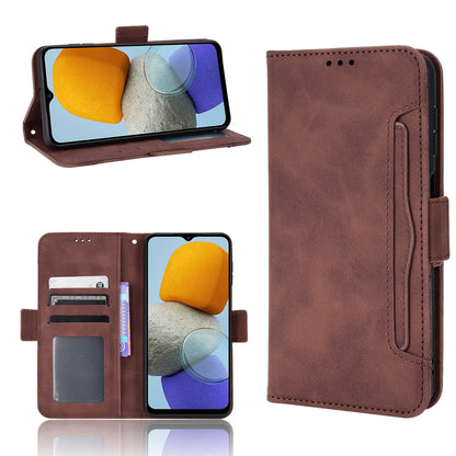 Samsung Galaxy M13 4G Skin Feel PU Leather Wallet Phone Case with Card Slots, Cash Pocket, Magnetic Closure, Built-In Stand, Full Protection TPU Cover