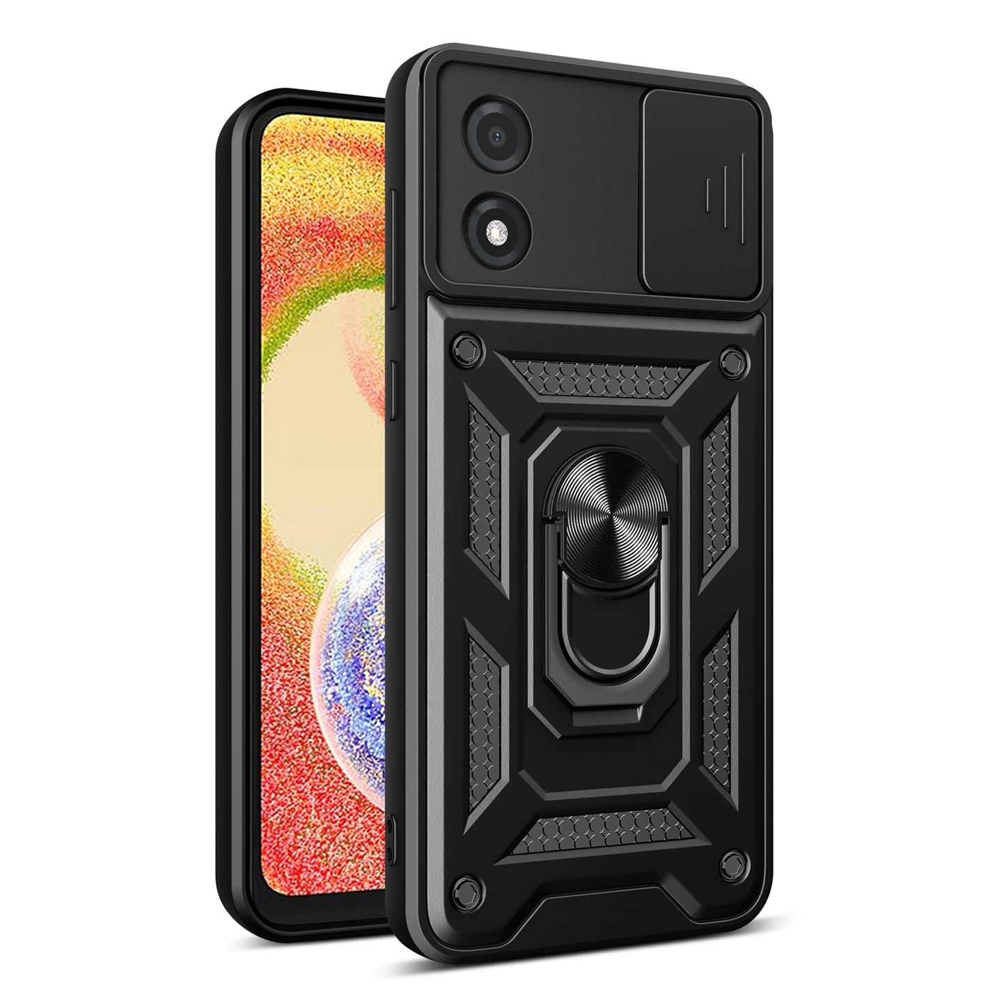 Motorola Moto E13 4G Sliding Camera Cover Magnetic Ring Stand Shockproof TPU + PC Protective Phone Case