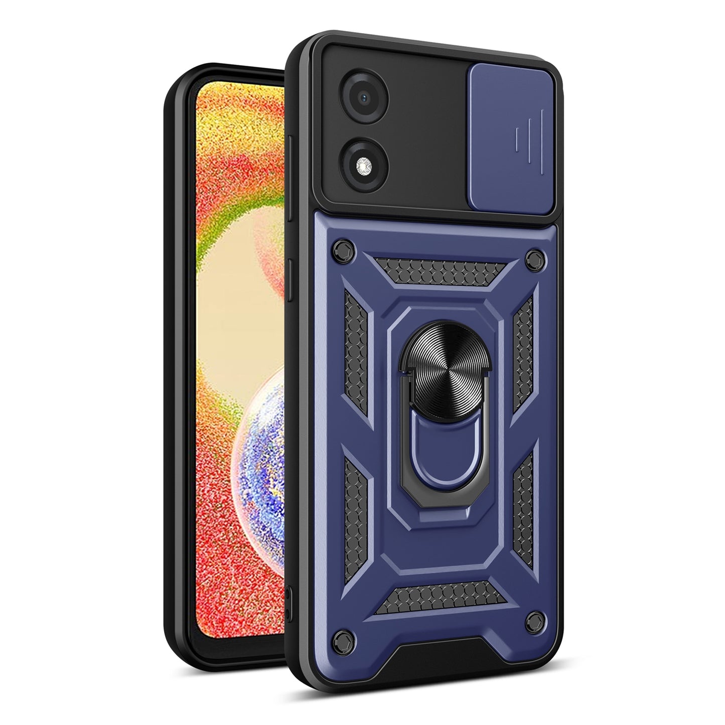 Motorola Moto E13 4G Sliding Camera Cover Magnetic Ring Stand Shockproof TPU + PC Protective Phone Case