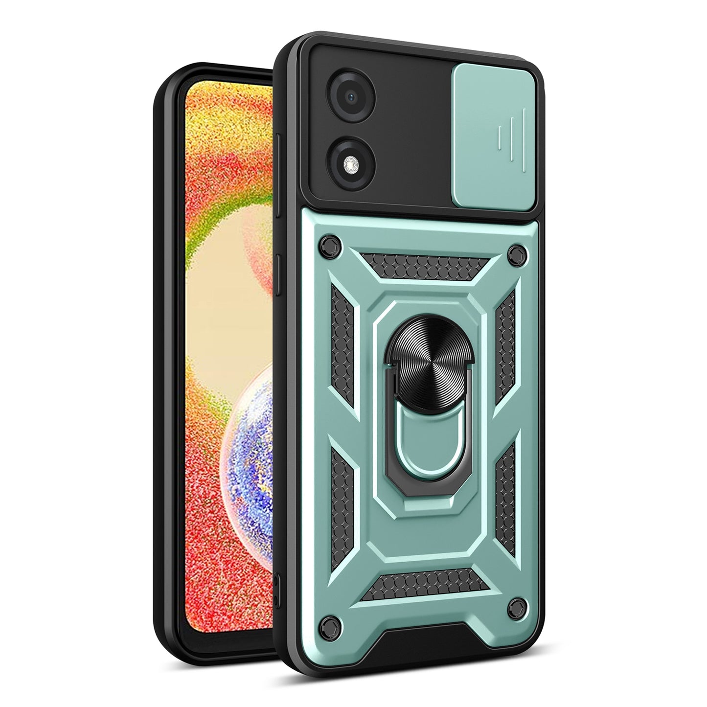 Motorola Moto E13 4G Sliding Camera Cover Magnetic Ring Stand Shockproof TPU + PC Protective Phone Case