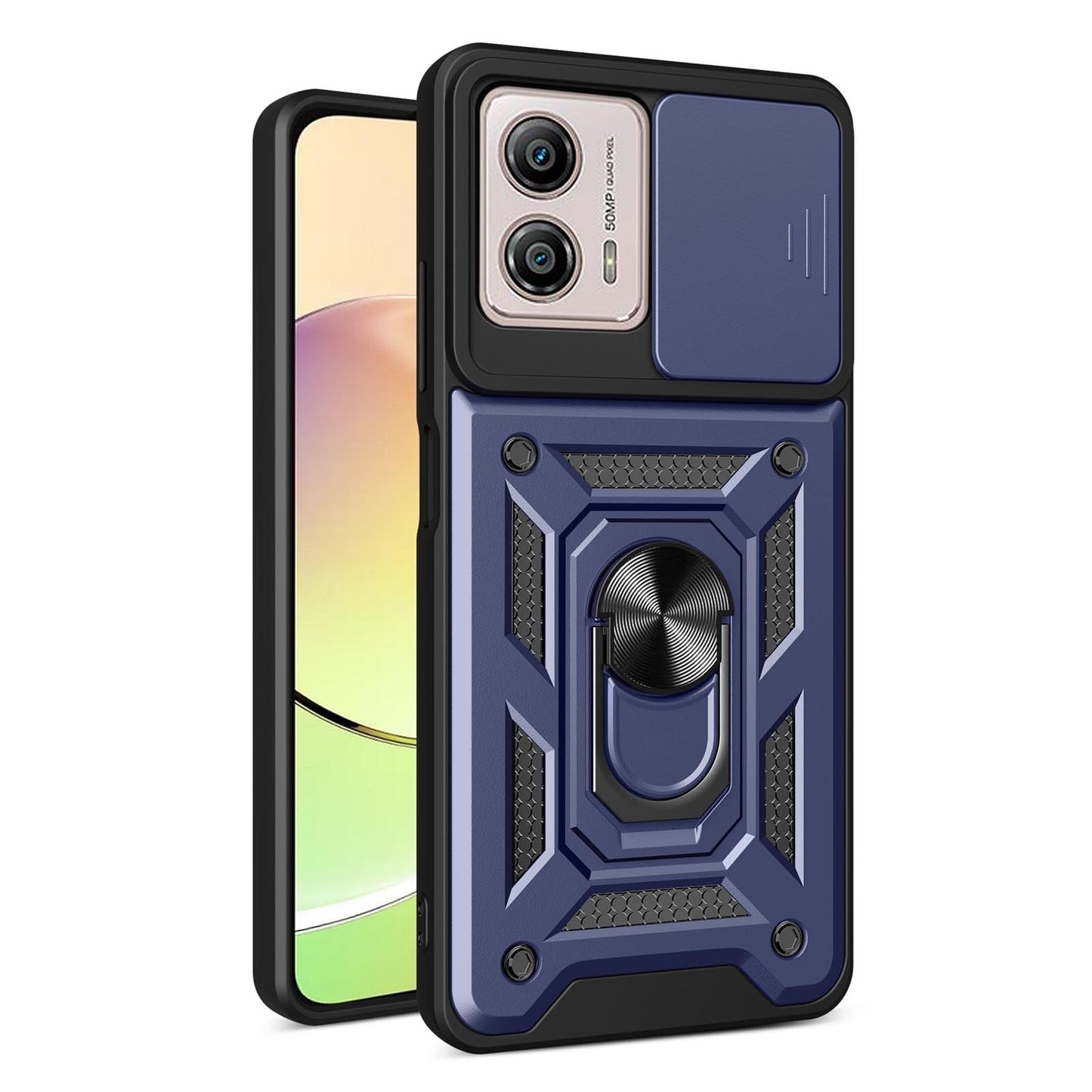 Motorola Moto G23 5G Sliding Camera Cover Magnetic Ring Stand Shockproof TPU + PC Protective Phone Case