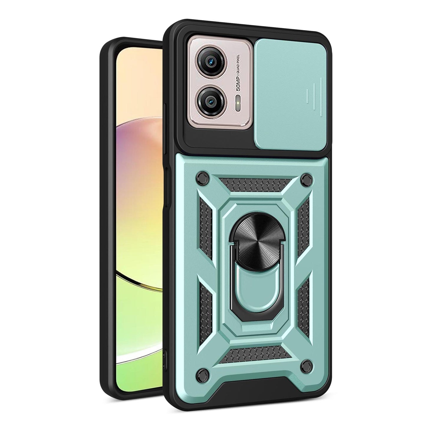 Motorola Moto G23 5G Sliding Camera Cover Magnetic Ring Stand Shockproof TPU + PC Protective Phone Case