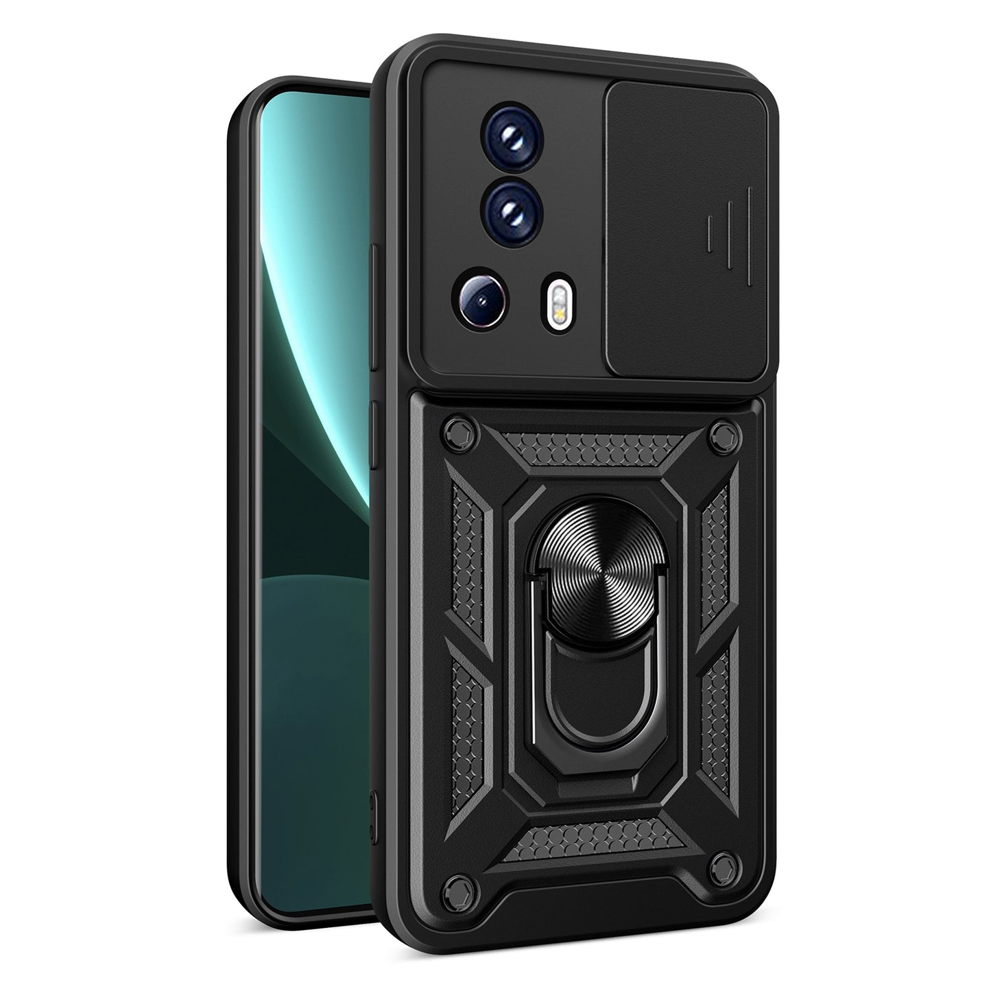 Xiaomi 13 Lite Sliding Camera Cover Magnetic Ring Stand Shockproof TPU + PC Protective Phone Case