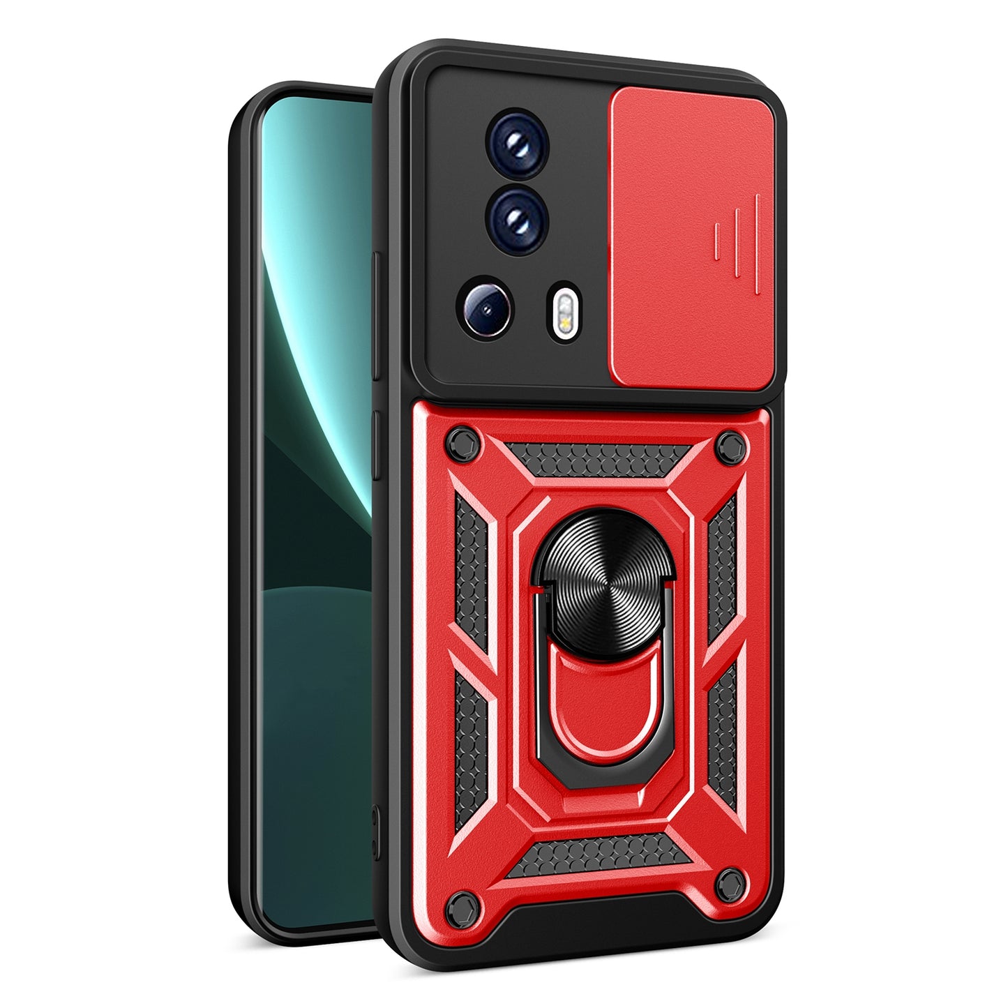 Xiaomi 13 Lite Sliding Camera Cover Magnetic Ring Stand Shockproof TPU + PC Protective Phone Case
