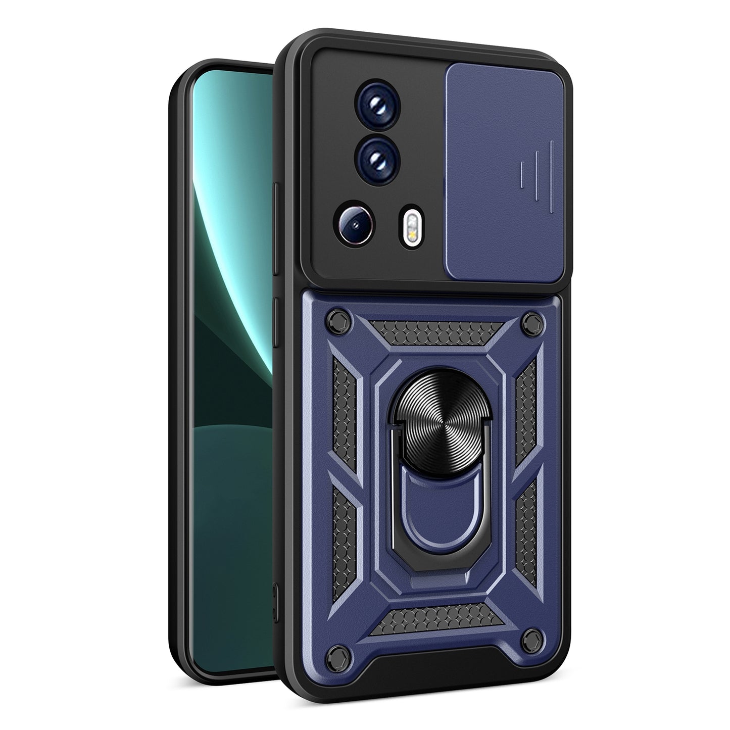 Xiaomi Civi 2 5G Sliding Camera Cover Magnetic Ring Stand Shockproof TPU + PC Protective Phone Case