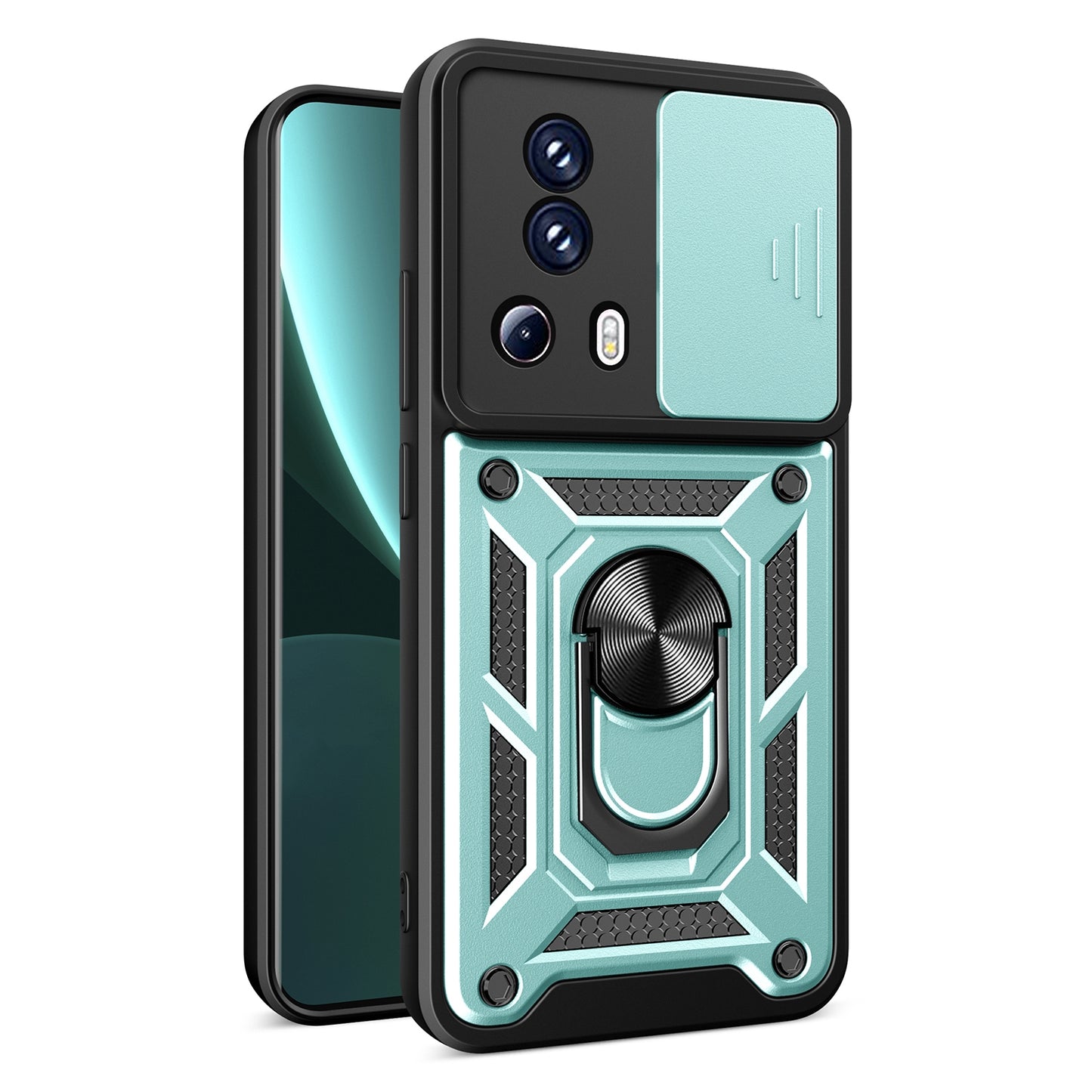 Xiaomi Civi 2 5G Sliding Camera Cover Magnetic Ring Stand Shockproof TPU + PC Protective Phone Case
