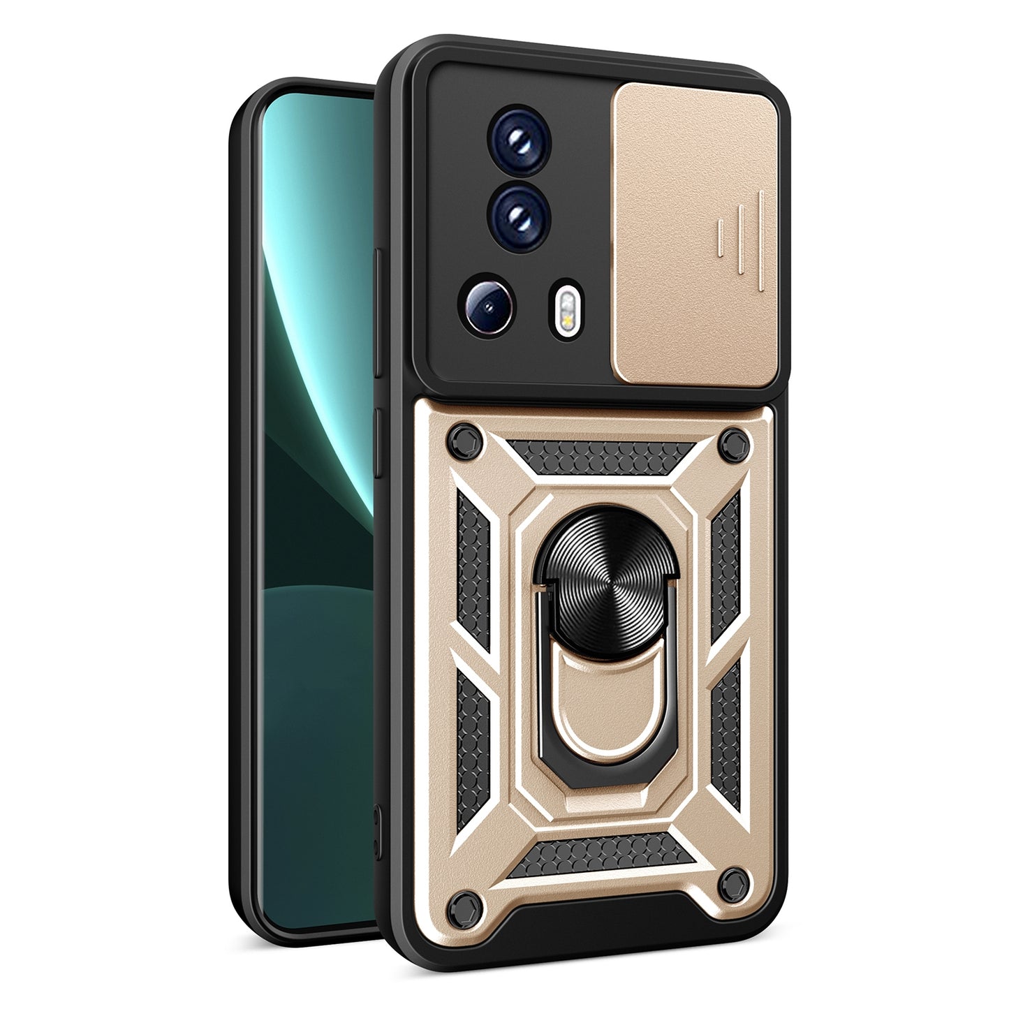 Xiaomi Civi 2 5G Sliding Camera Cover Magnetic Ring Stand Shockproof TPU + PC Protective Phone Case
