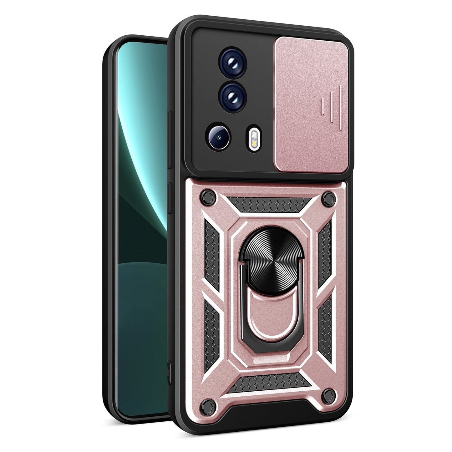 Xiaomi 13 Lite Sliding Camera Cover Magnetic Ring Stand Shockproof TPU + PC Protective Phone Case
