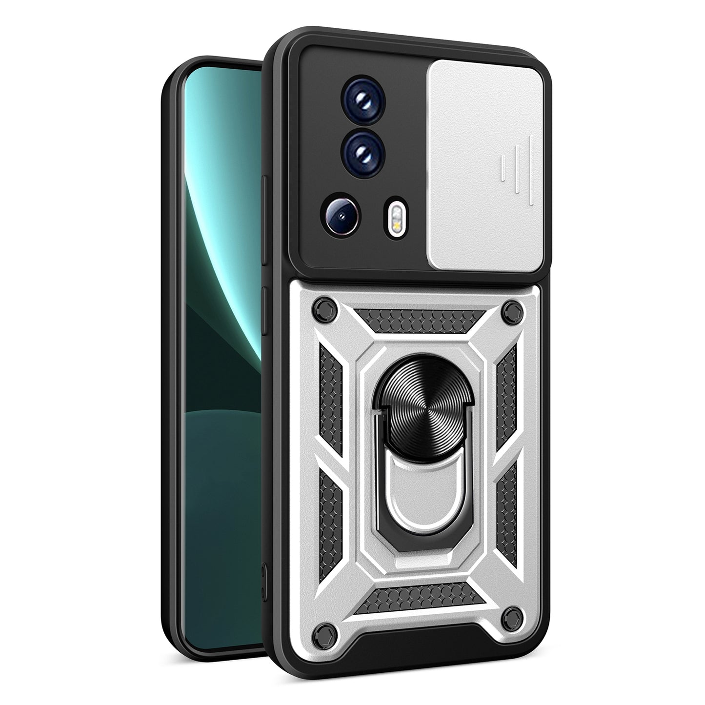 Xiaomi Civi 2 5G Sliding Camera Cover Magnetic Ring Stand Shockproof TPU + PC Protective Phone Case