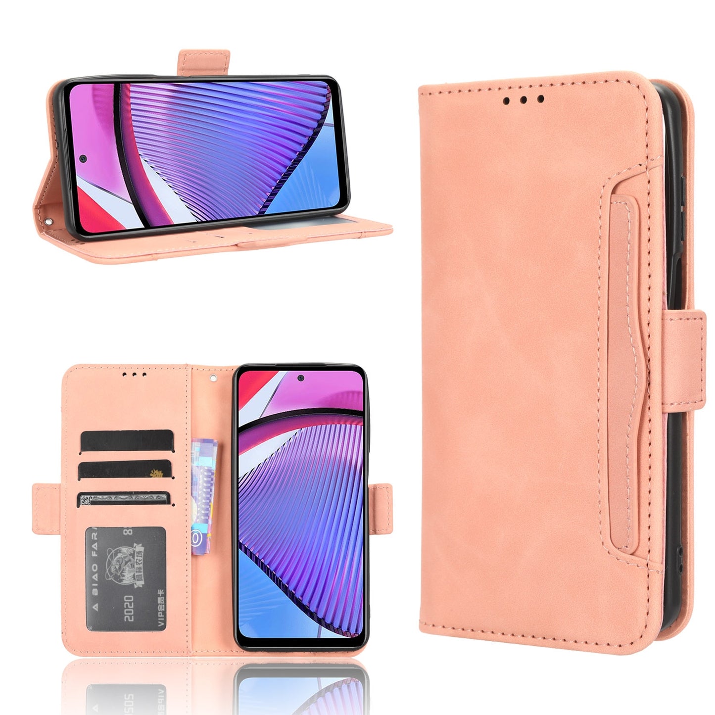 Motorola Moto G Power 2023 Skin Feel PU Leather Wallet Phone Case with Card Slots, Cash Pocket, Magnetic Closure, Built-In Stand, Full Protection TPU Cover
