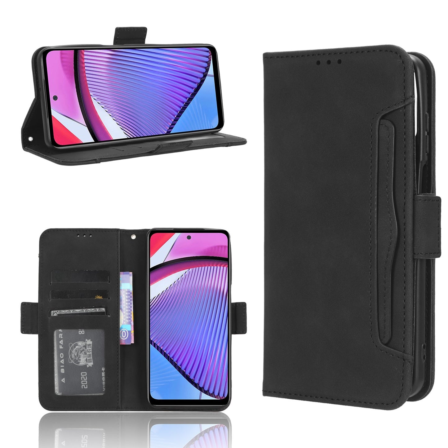 Motorola Moto G Power 2023 Skin Feel PU Leather Wallet Phone Case with Card Slots, Cash Pocket, Magnetic Closure, Built-In Stand, Full Protection TPU Cover