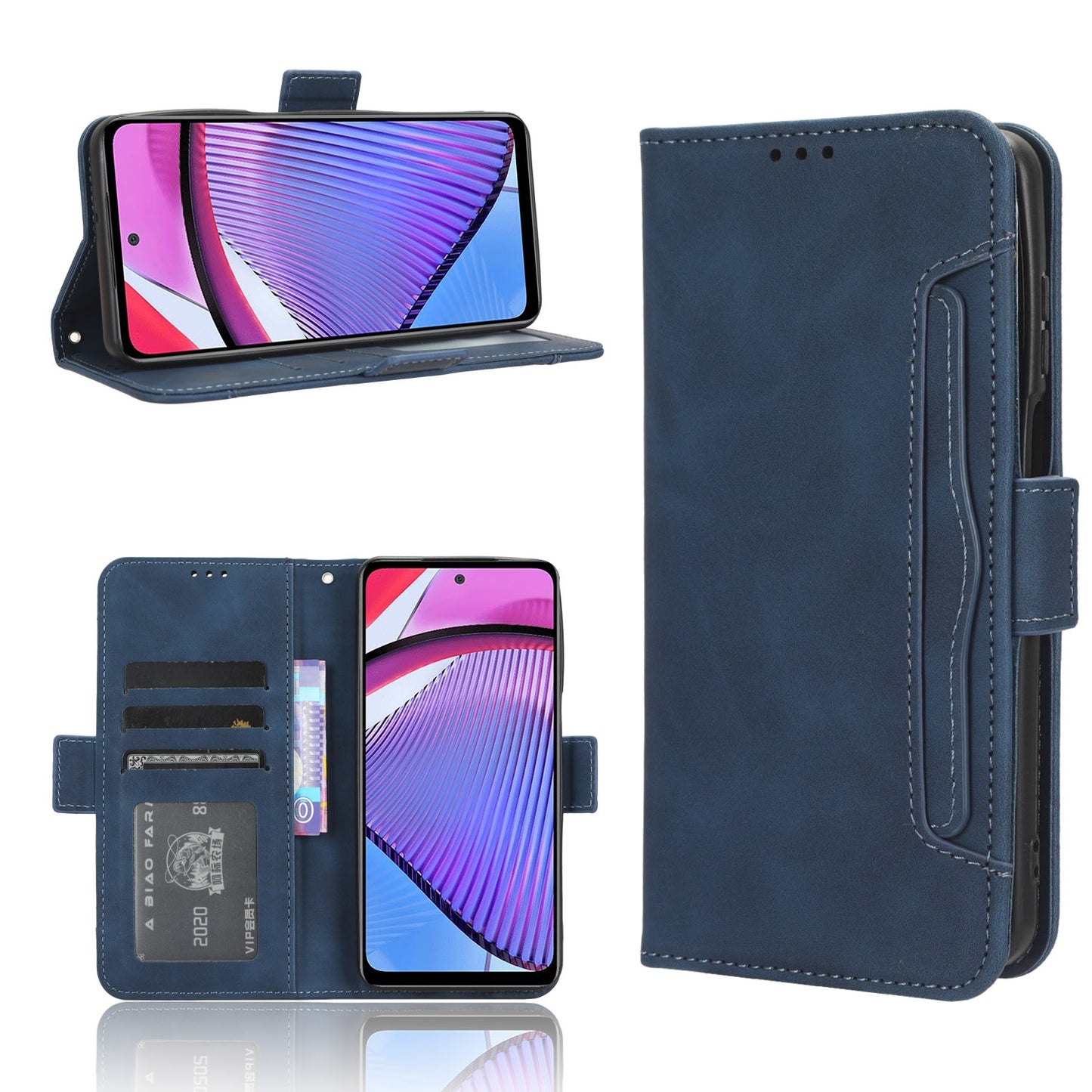 Motorola Moto G Power 2023 Skin Feel PU Leather Wallet Phone Case with Card Slots, Cash Pocket, Magnetic Closure, Built-In Stand, Full Protection TPU Cover