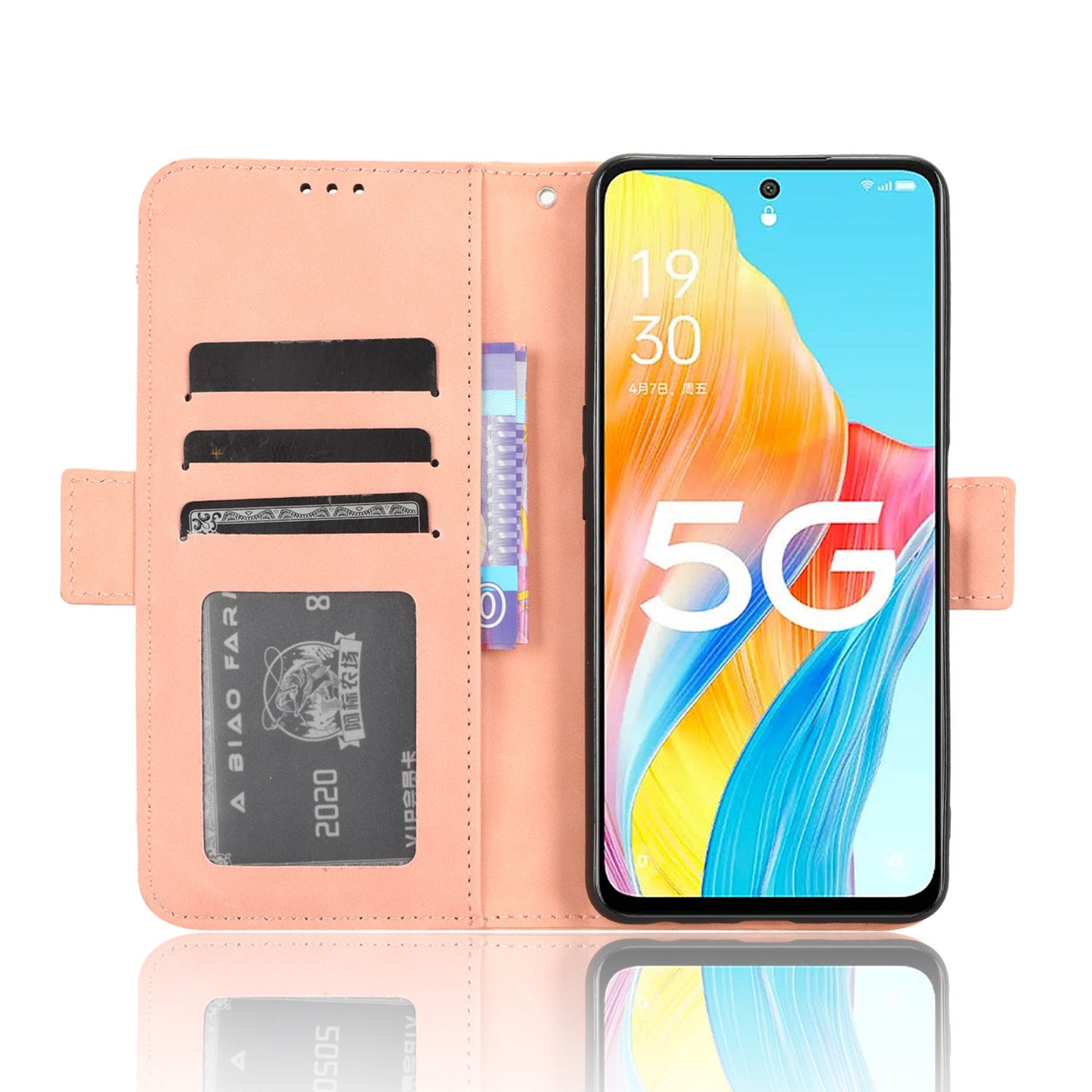 OPPO A1 5G Skin Feel PU Leather Wallet Phone Case with Card Slots, Cash Pocket, Magnetic Closure, Built-In Stand, Full Protection TPU Cover