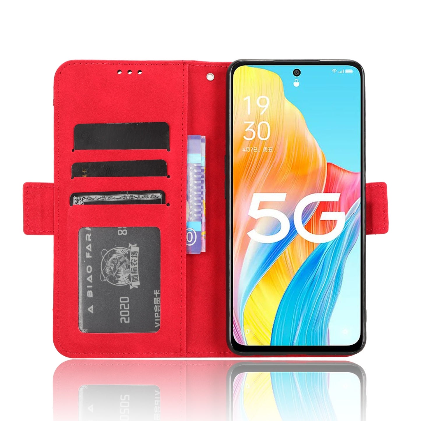 OPPO A1 5G Skin Feel PU Leather Wallet Phone Case with Card Slots, Cash Pocket, Magnetic Closure, Built-In Stand, Full Protection TPU Cover
