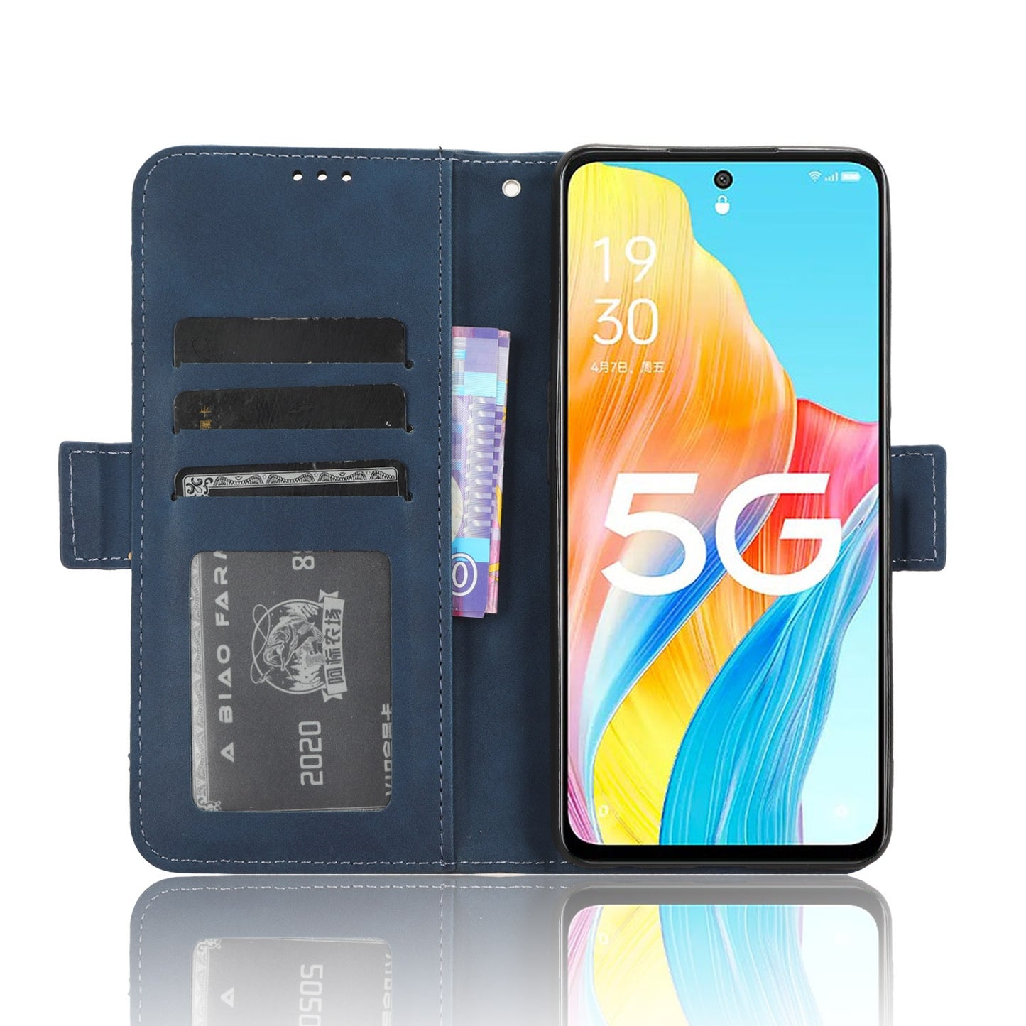 OPPO A1 5G Skin Feel PU Leather Wallet Phone Case with Card Slots, Cash Pocket, Magnetic Closure, Built-In Stand, Full Protection TPU Cover
