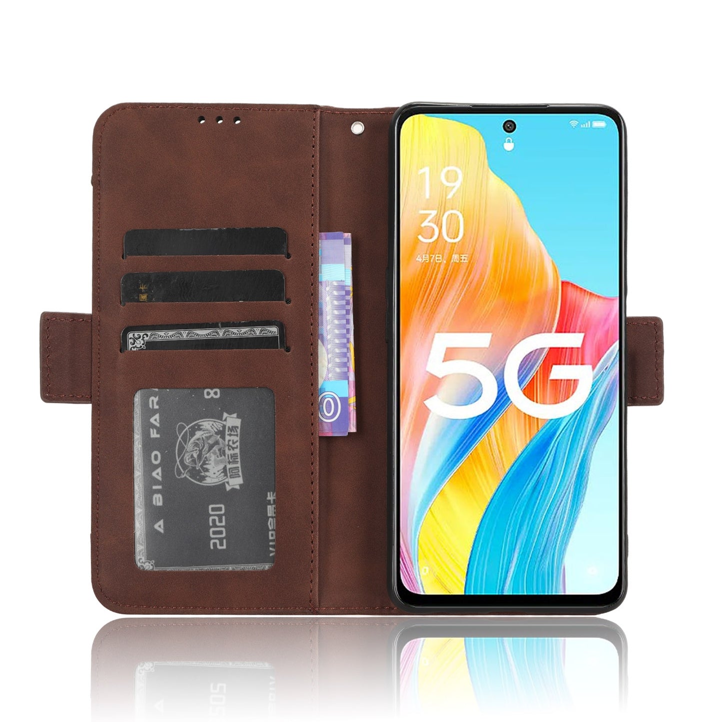 OPPO A1 5G Skin Feel PU Leather Wallet Phone Case with Card Slots, Cash Pocket, Magnetic Closure, Built-In Stand, Full Protection TPU Cover
