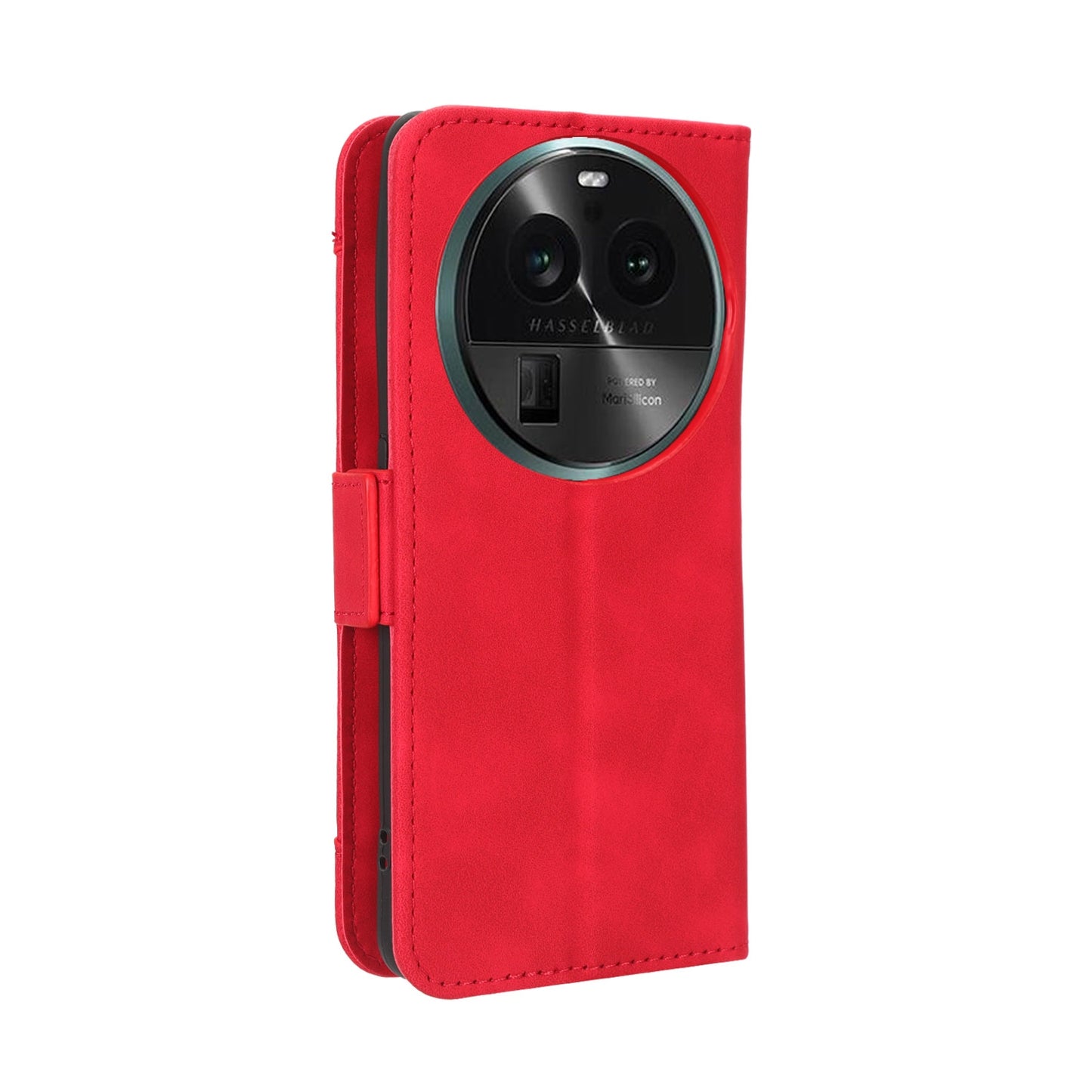 OPPO Find X6 Pro Skin Feel PU Leather Wallet Phone Case with Card Slots, Cash Pocket, Magnetic Closure, Built-In Stand, Full Protection TPU Cover