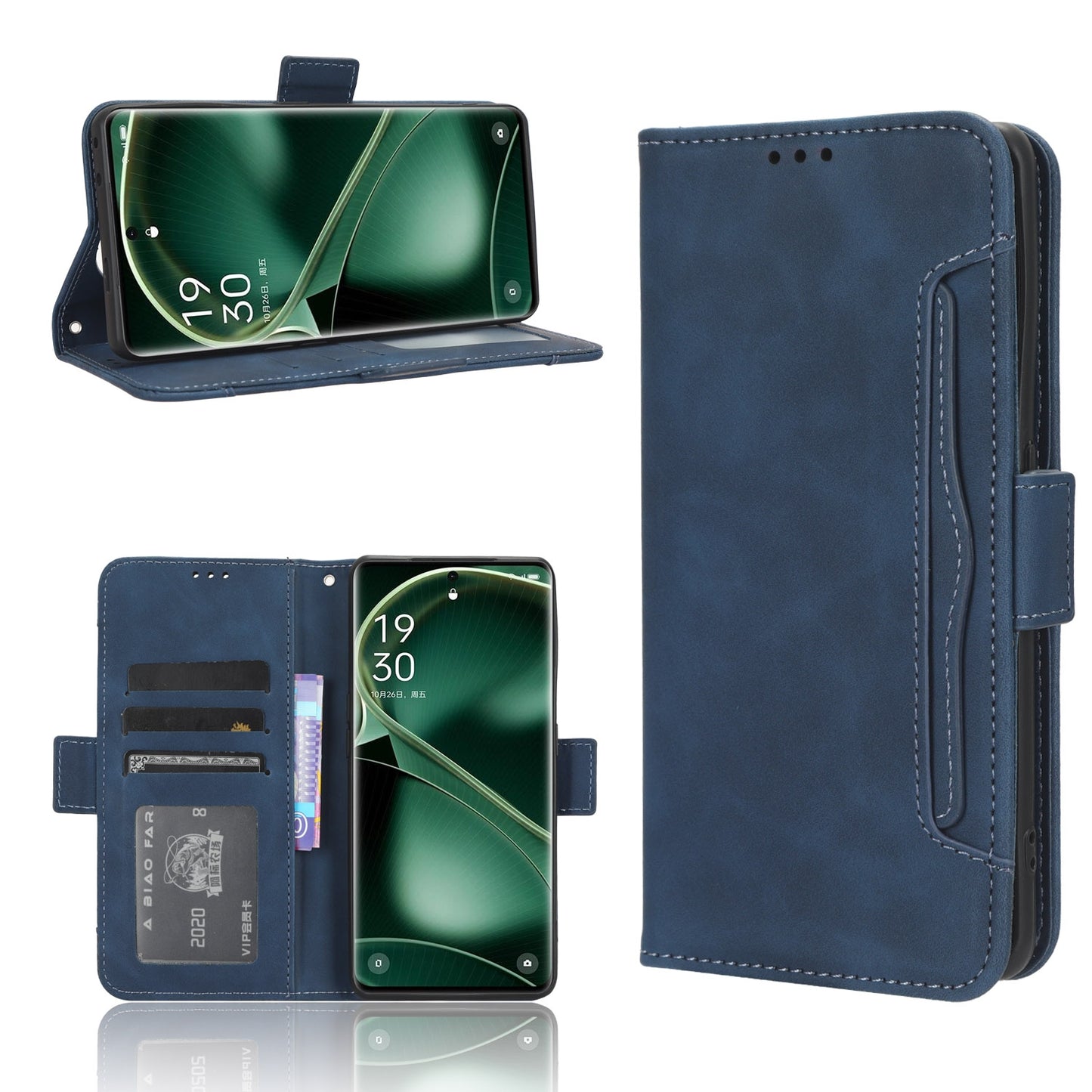 OPPO Find X6 Pro Skin Feel PU Leather Wallet Phone Case with Card Slots, Cash Pocket, Magnetic Closure, Built-In Stand, Full Protection TPU Cover