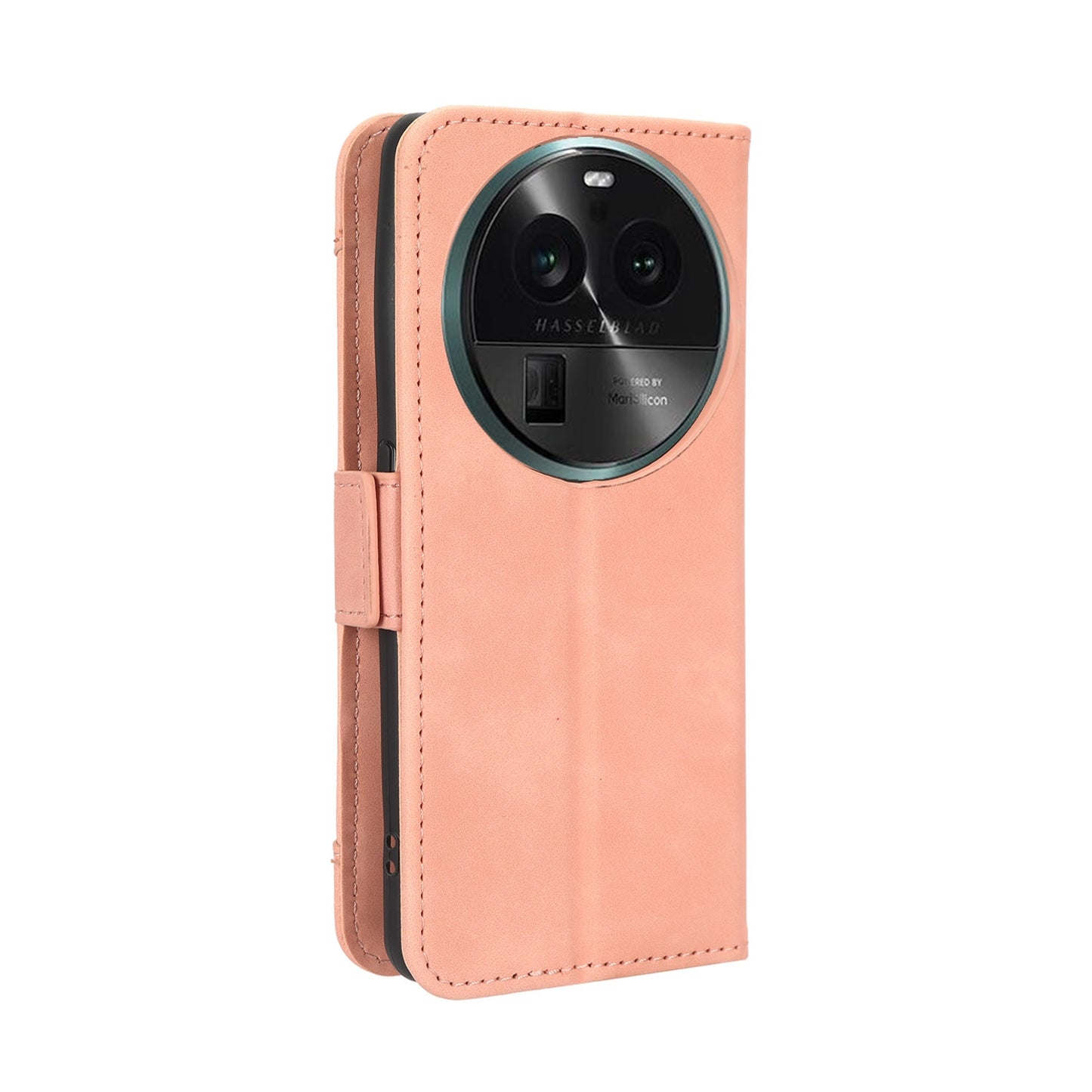 OPPO Find X6 Skin Feel PU Leather Wallet Phone Case with Card Slots, Cash Pocket, Magnetic Closure, Built-In Stand, Full Protection TPU Cover