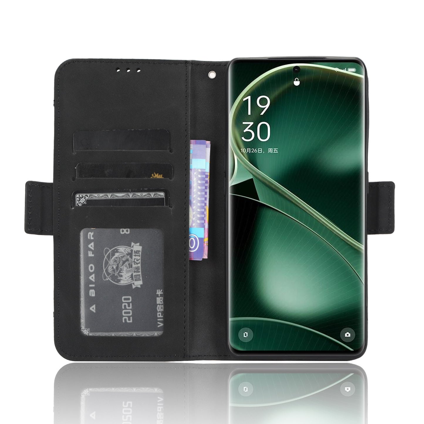 OPPO Find X6 Skin Feel PU Leather Wallet Phone Case with Card Slots, Cash Pocket, Magnetic Closure, Built-In Stand, Full Protection TPU Cover