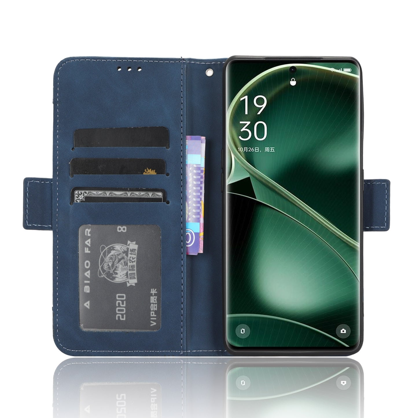 OPPO Find X6 Skin Feel PU Leather Wallet Phone Case with Card Slots, Cash Pocket, Magnetic Closure, Built-In Stand, Full Protection TPU Cover