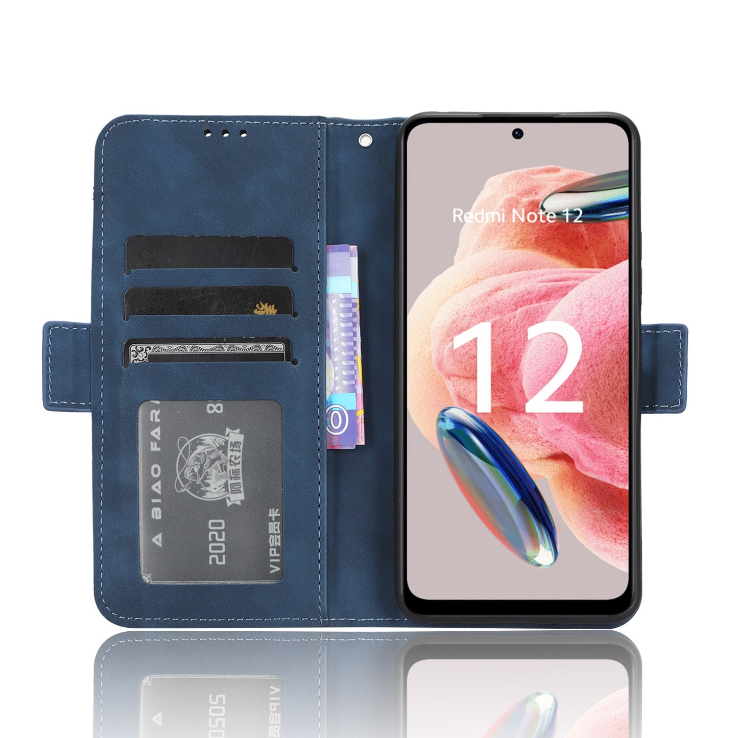 Xiaomi Redmi Note 12 4G Skin Feel PU Leather Wallet Phone Case with Card Slots, Cash Pocket, Magnetic Closure, Built-In Stand, Full Protection TPU Cover