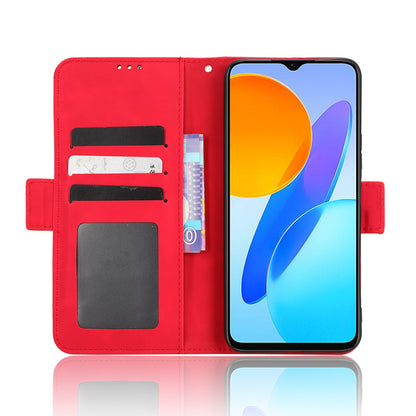 Honor 70 Lite Skin Feel PU Leather Wallet Phone Case with Card Slots, Cash Pocket, Magnetic Closure, Built-In Stand, Full Protection TPU Cover