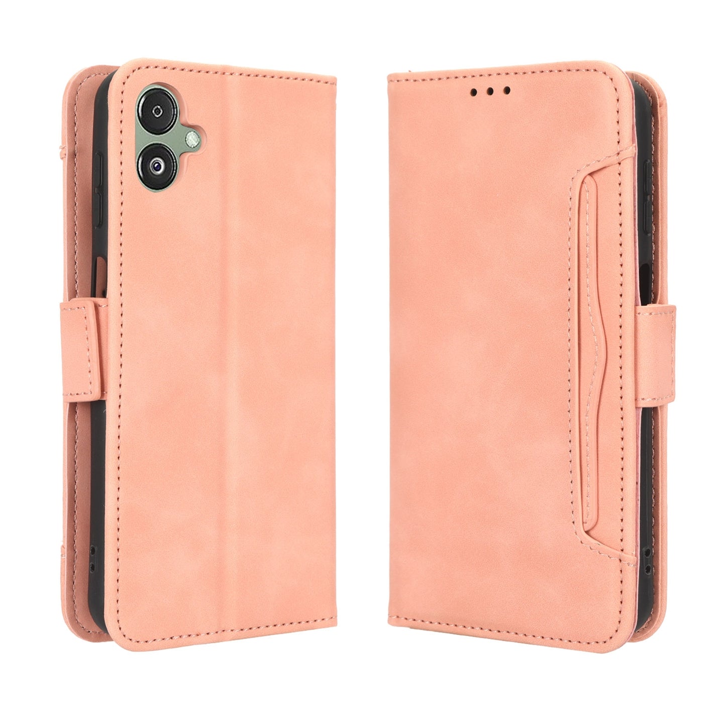 Samsung Galaxy F14 Skin Feel PU Leather Wallet Phone Case with Card Slots, Cash Pocket, Magnetic Closure, Built-In Stand, Full Protection TPU Cover