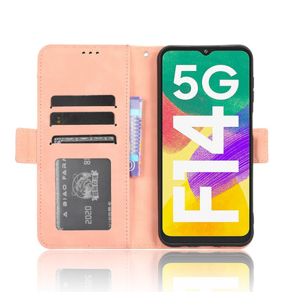 Samsung Galaxy F14 Skin Feel PU Leather Wallet Phone Case with Card Slots, Cash Pocket, Magnetic Closure, Built-In Stand, Full Protection TPU Cover