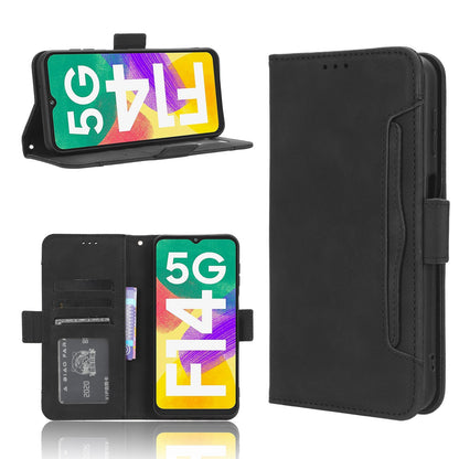 Samsung Galaxy F14 Skin Feel PU Leather Wallet Phone Case with Card Slots, Cash Pocket, Magnetic Closure, Built-In Stand, Full Protection TPU Cover