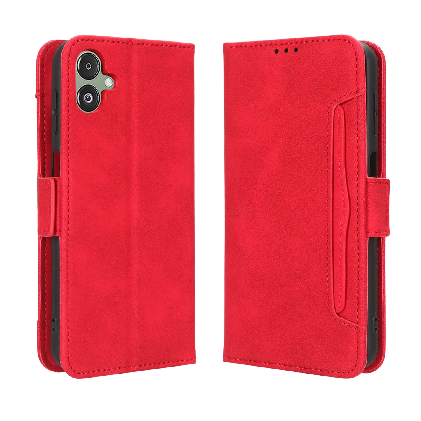 Samsung Galaxy F14 Skin Feel PU Leather Wallet Phone Case with Card Slots, Cash Pocket, Magnetic Closure, Built-In Stand, Full Protection TPU Cover