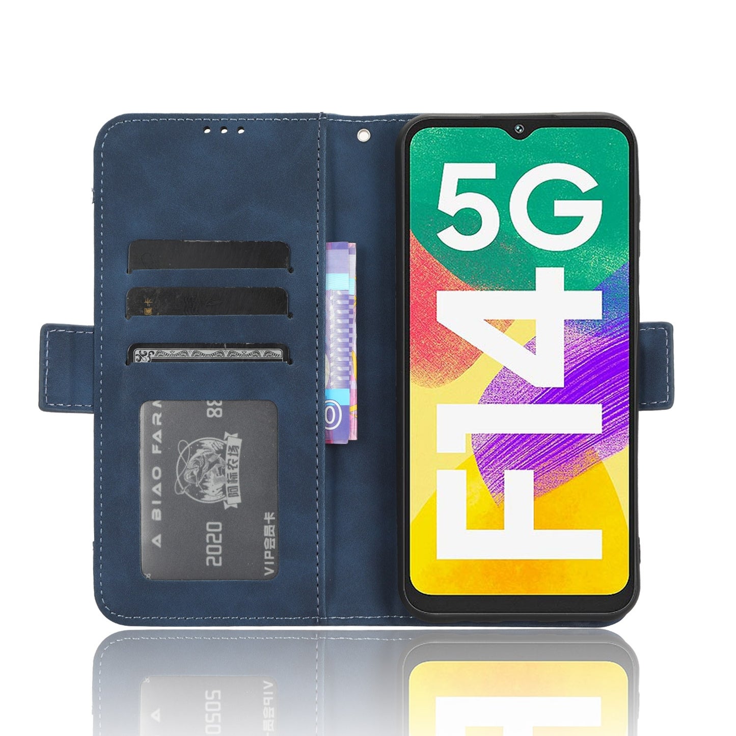Samsung Galaxy F14 Skin Feel PU Leather Wallet Phone Case with Card Slots, Cash Pocket, Magnetic Closure, Built-In Stand, Full Protection TPU Cover