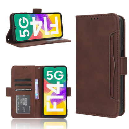 Samsung Galaxy F14 Skin Feel PU Leather Wallet Phone Case with Card Slots, Cash Pocket, Magnetic Closure, Built-In Stand, Full Protection TPU Cover