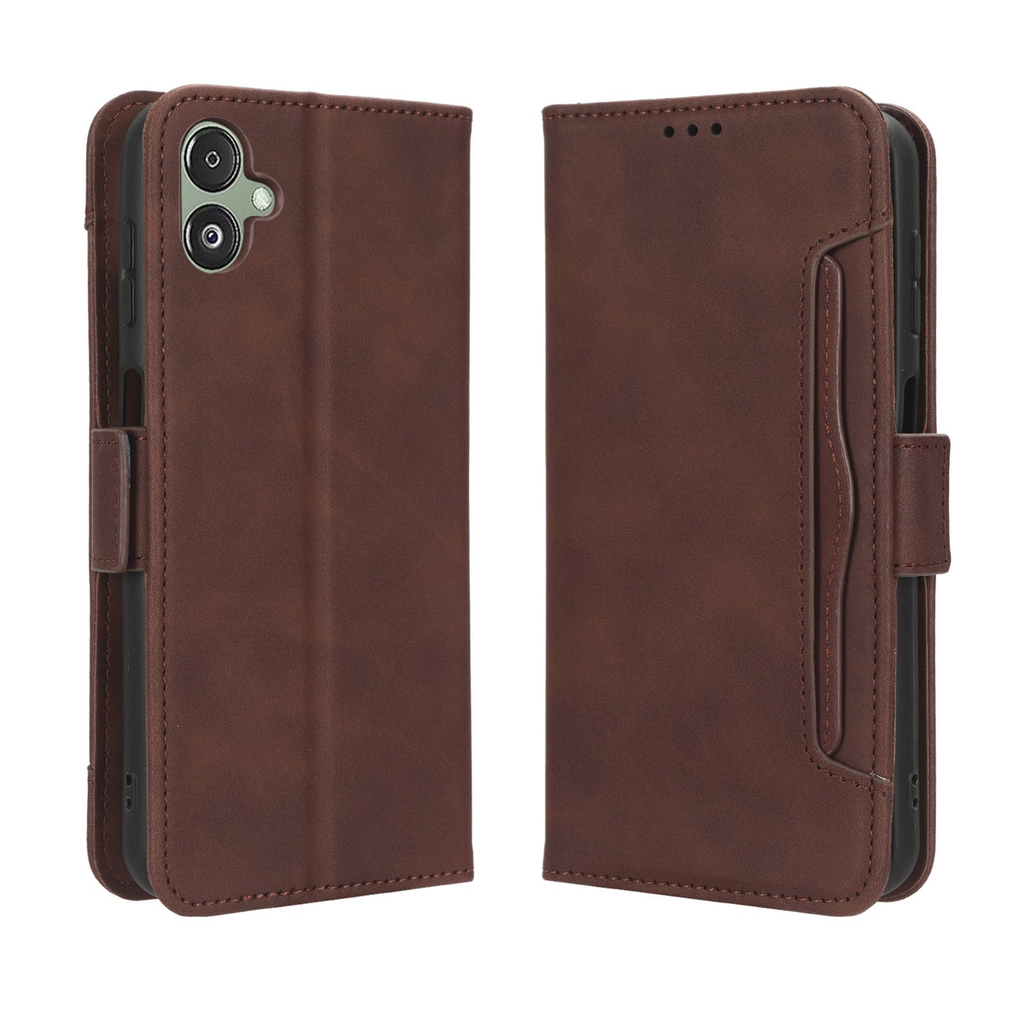 Samsung Galaxy F14 Skin Feel PU Leather Wallet Phone Case with Card Slots, Cash Pocket, Magnetic Closure, Built-In Stand, Full Protection TPU Cover
