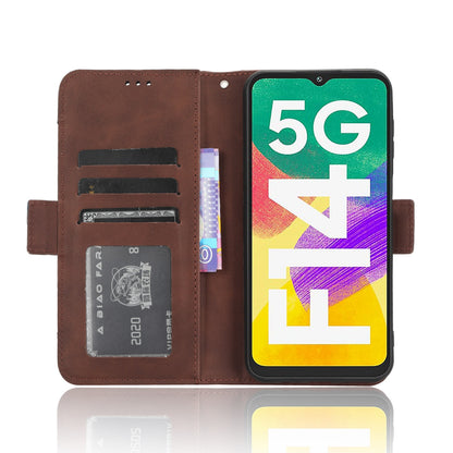 Samsung Galaxy F14 Skin Feel PU Leather Wallet Phone Case with Card Slots, Cash Pocket, Magnetic Closure, Built-In Stand, Full Protection TPU Cover