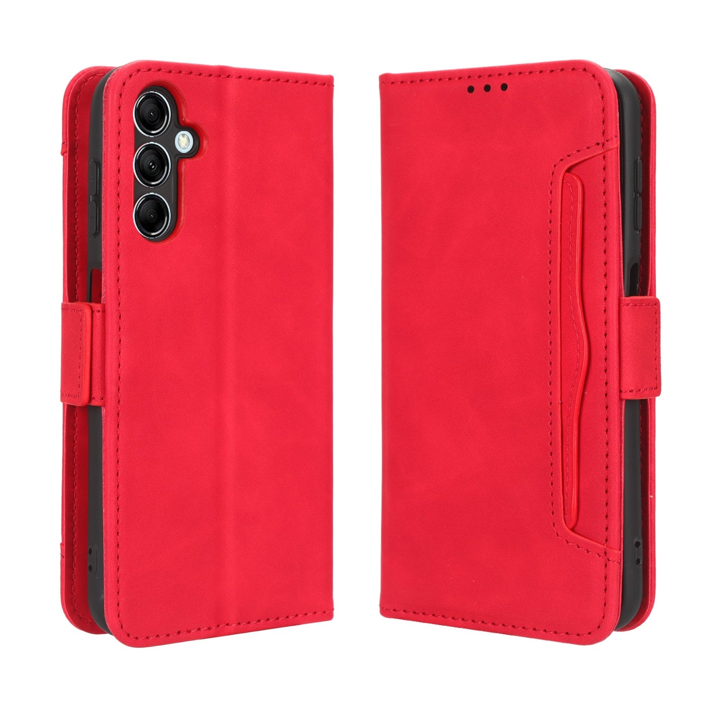 Samsung Galaxy M14 5G Skin Feel PU Leather Wallet Phone Case with Card Slots, Cash Pocket, Magnetic Closure, Built-In Stand, Full Protection TPU Cover