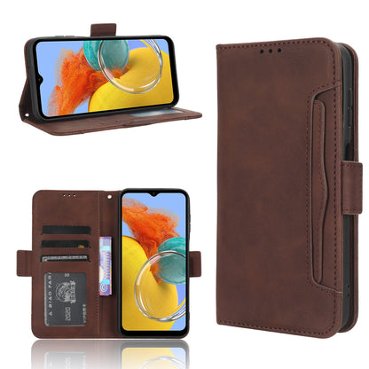 Samsung Galaxy M14 5G Skin Feel PU Leather Wallet Phone Case with Card Slots, Cash Pocket, Magnetic Closure, Built-In Stand, Full Protection TPU Cover