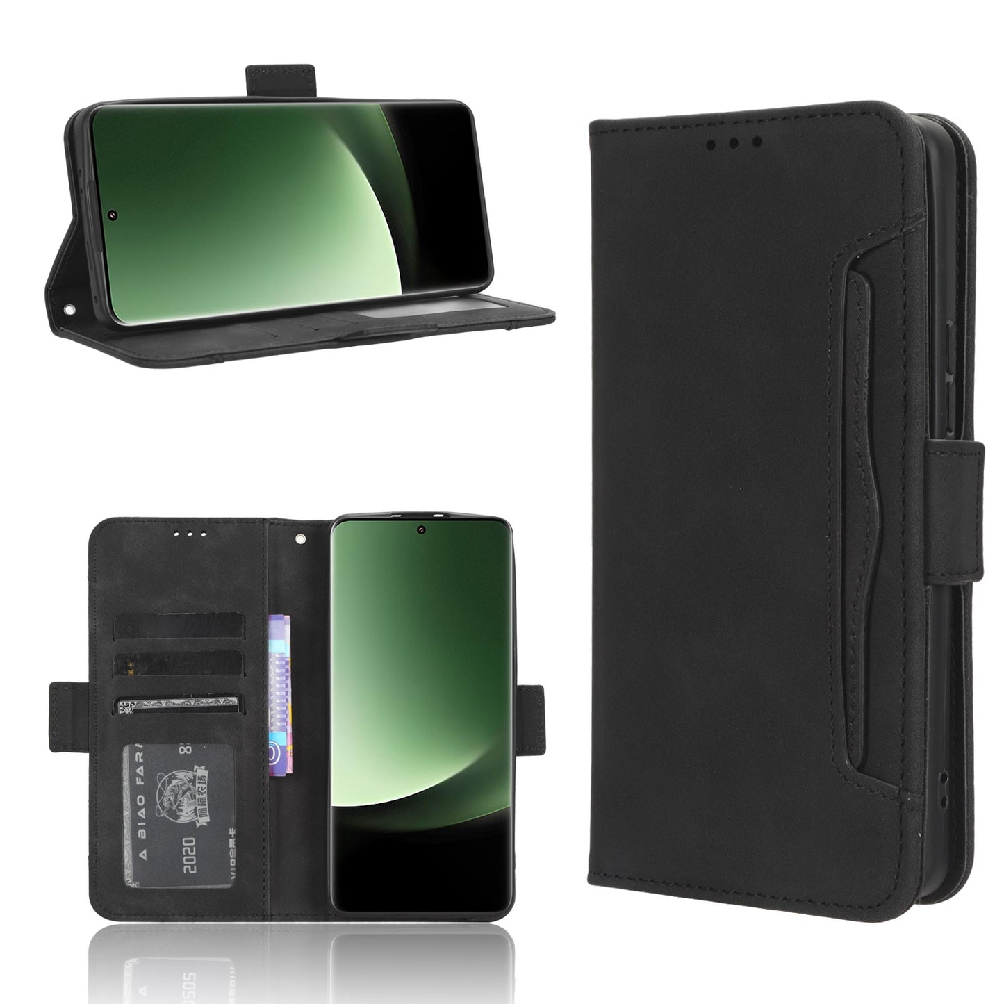 Xiaomi 13 Ultra Skin Feel PU Leather Wallet Phone Case with Card Slots, Cash Pocket, Magnetic Closure, Built-In Stand, Full Protection TPU Cover